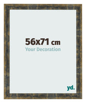 Cadre Photo 56x71cm Bleu Or Melange MDF Pisa De Face Mesure | Yourdecoration.fr