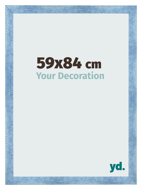 Cadre Photo 59x84cm Bleu Brillant Patine MDF Pisa De Face Mesure | Yourdecoration.fr