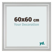 Cadre Photo 60x60cm Argent Mat MDF Lazio De Face Mesure | Yourdecoration.fr