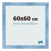 Cadre Photo 60x60cm Bleu Brillant Patine MDF Pisa De Face Mesure | Yourdecoration.fr