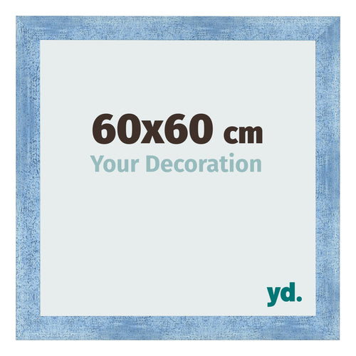 Cadre Photo 60x60cm Bleu Brillant Patine MDF Pisa De Face Mesure | Yourdecoration.fr