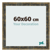 Cadre Photo 60x60cm Bleu Or Melange MDF Pisa De Face Mesure | Yourdecoration.fr