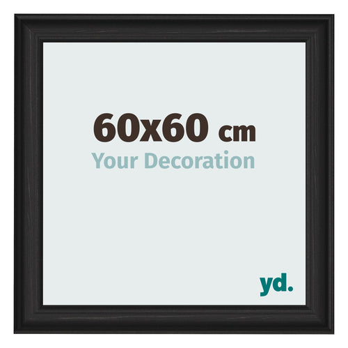Cadre Photo 60x60cm Noir Grain de Bois MDF Lazio De Face Mesure | Yourdecoration.fr