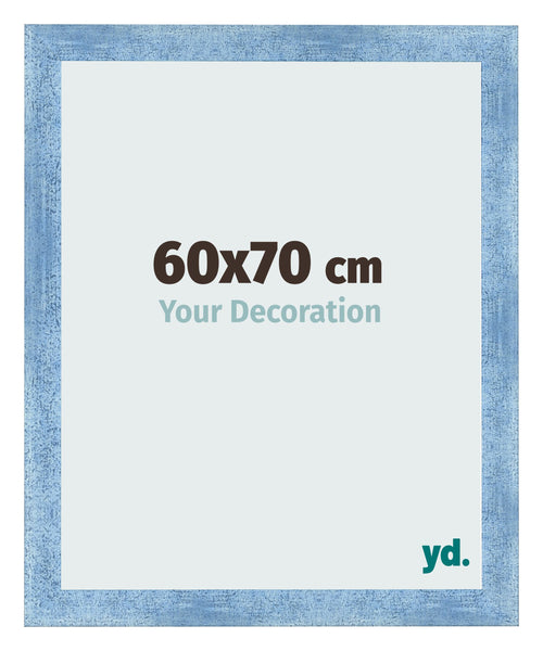 Cadre Photo 60x70cm Bleu Brillant Patine MDF Pisa De Face Mesure | Yourdecoration.fr
