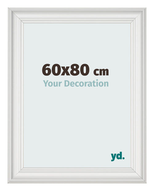 Cadre Photo 60x80cm Blanc Patine MDF Lazio De Face Mesure | Yourdecoration.fr