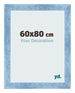 Cadre Photo 60x80cm Bleu Brillant Patine MDF Pisa De Face Mesure | Yourdecoration.fr