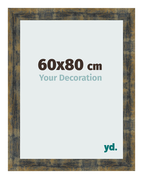 Cadre Photo 60x80cm Bleu Or Melange MDF Pisa De Face Mesure | Yourdecoration.fr