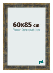 Cadre Photo 60x85cm Bleu Or Melange MDF Pisa De Face Mesure | Yourdecoration.fr