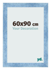 Cadre Photo 60x90cm Bleu Brillant Patine MDF Pisa De Face Mesure | Yourdecoration.fr