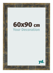 Cadre Photo 60x90cm Bleu Or Melange MDF Pisa De Face Mesure | Yourdecoration.fr