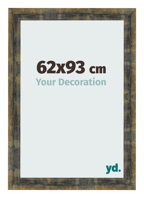 Cadre Photo 62x93cm Bleu Or Melange MDF Pisa De Face Mesure | Yourdecoration.fr