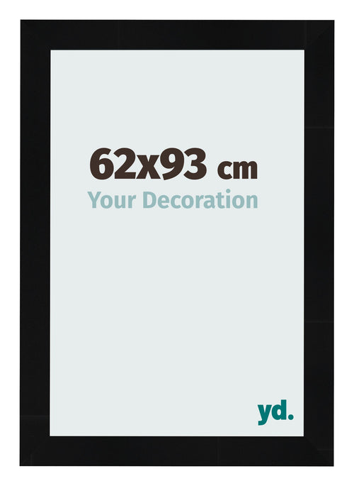 Cadre Photo 62x93cm Noir Argent Poli MDF Pisa De Face Mesure | Yourdecoration.fr