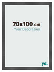 Cadre Photo 70x100cm Noir Argent Poli MDF Pisa De Face Mesure | Yourdecoration.fr