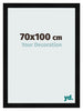 Cadre Photo 70x100cm Noir Argent Poli MDF Pisa De Face Mesure | Yourdecoration.fr