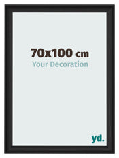 Cadre Photo 70x100cm Noir Grain de Bois MDF Lazio De Face Mesure | Yourdecoration.fr
