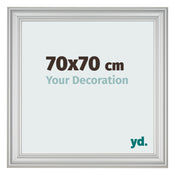 Cadre Photo 70x70cm Argent Mat MDF Lazio De Face Mesure | Yourdecoration.fr