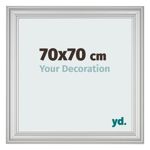 Cadre Photo 70x70cm Argent Mat MDF Lazio De Face Mesure | Yourdecoration.fr