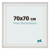 Cadre Photo 70x70cm Blanc Patine MDF Lazio De Face Mesure | Yourdecoration.fr