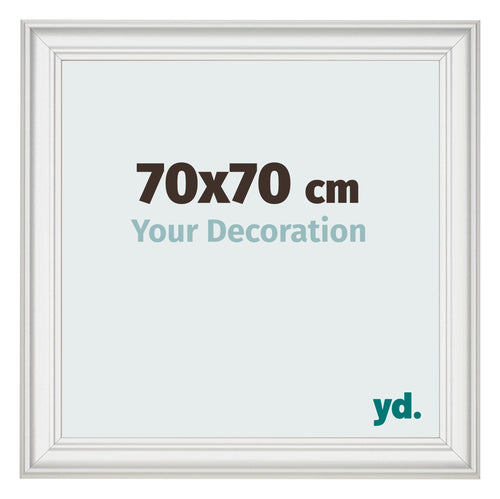Cadre Photo 70x70cm Blanc Patine MDF Lazio De Face Mesure | Yourdecoration.fr