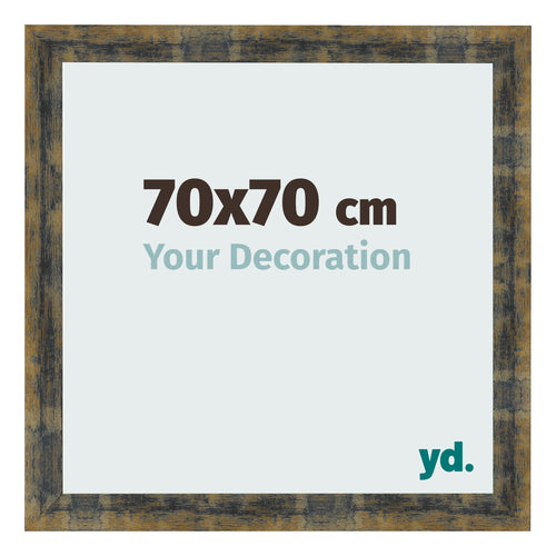 Cadre Photo 70x70cm Bleu Or Melange MDF Pisa De Face Mesure | Yourdecoration.fr