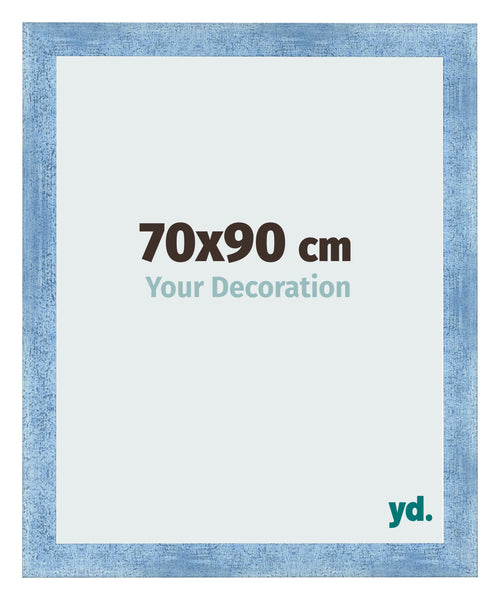 Cadre Photo 70x90cm Bleu Brillant Patine MDF Pisa De Face Mesure | Yourdecoration.fr