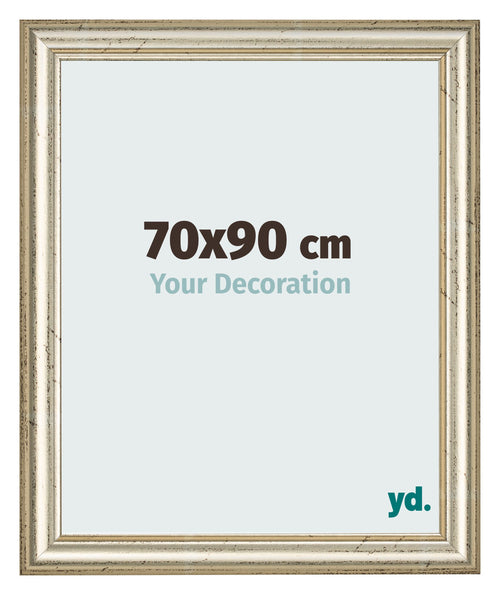 Cadre Photo 70x90cm Brillance Metallique MDF Lazio De Face Mesure | Yourdecoration.fr