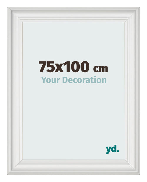 Cadre Photo 75x100cm Blanc Patine MDF Lazio De Face Mesure | Yourdecoration.fr