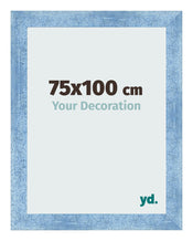 Cadre Photo 75x100cm Bleu Brillant Patine MDF Pisa De Face Mesure | Yourdecoration.fr