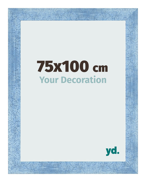 Cadre Photo 75x100cm Bleu Brillant Patine MDF Pisa De Face Mesure | Yourdecoration.fr