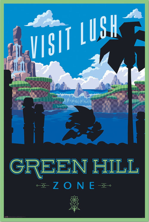 Affiche et Poster Sonic The Hedgehog Visit Lush Green Hill Zone 61x91 5cm Grupo Erik GPE5810 | Yourdecoration.fr