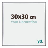 Annecy Plastique Cadre Photo 30x30cm Argent De Face Mesure | Yourdecoration.fr