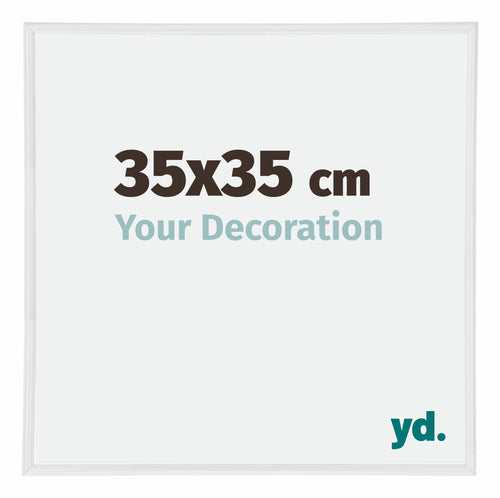 Annecy Plastique Cadre Photo 35x35cm Blanc Brillant De Face Mesure | Yourdecoration.fr