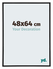 Annecy Plastique Cadre Photo 48x64cm Noir Mat De Face Mesure | Yourdecoration.fr