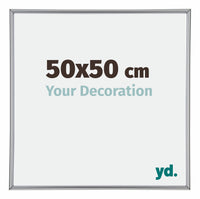 Annecy Plastique Cadre Photo 50x50cm Argent De Face Mesure | Yourdecoration.fr