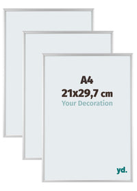 Aurora Aluminium Cadre Photo 21x29-7cm A4 Lot De 3 Argent Mat De Face Mesure | Yourdecoration.fr
