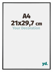 Austin Aluminium Cadre Photo 21x29 7cm A4 Noir Brillant De Face Mesure | Yourdecoration.fr