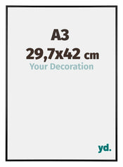 Austin Aluminium Cadre Photo 29 7x42cm A3 Noir Brillant De Face Mesure | Yourdecoration.fr