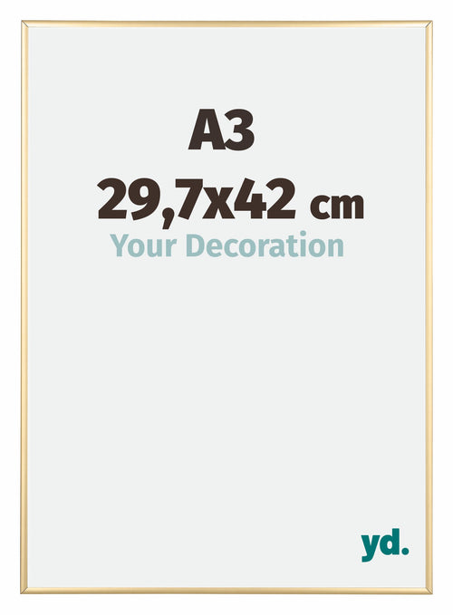 Austin Aluminium Cadre Photo 29 7x42cm A3 Or Brillant De Face Mesure | Yourdecoration.fr