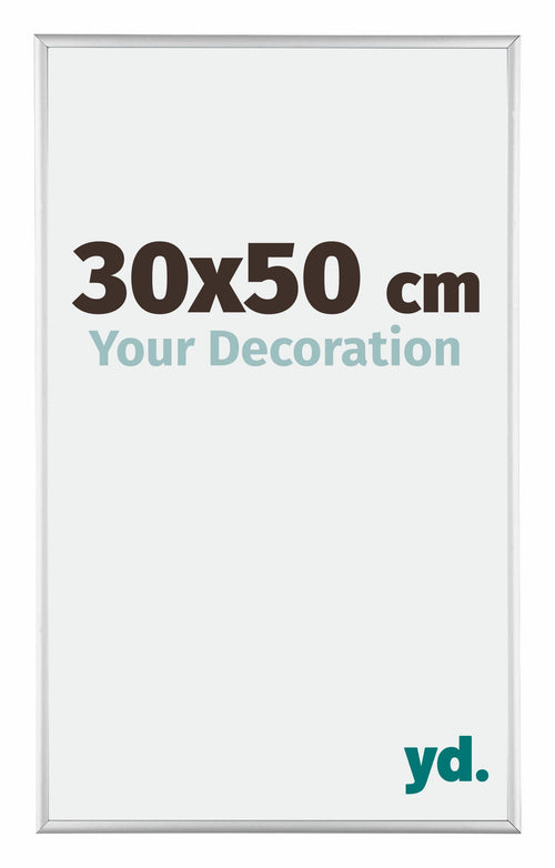 Austin Aluminium Cadre Photo 30x50cm Argent Brillant De Face Mesure | Yourdecoration.fr