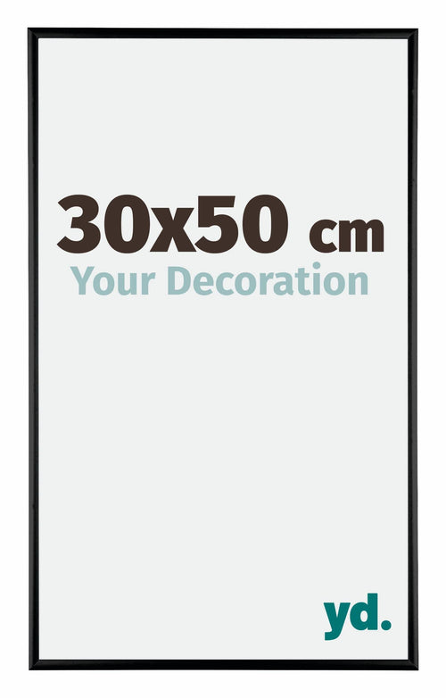 Austin Aluminium Cadre Photo 30x50cm Noir Brillant De Face Mesure | Yourdecoration.fr