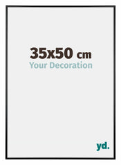 Austin Aluminium Cadre Photo 35x50cm Noir Brillant De Face Mesure | Yourdecoration.fr
