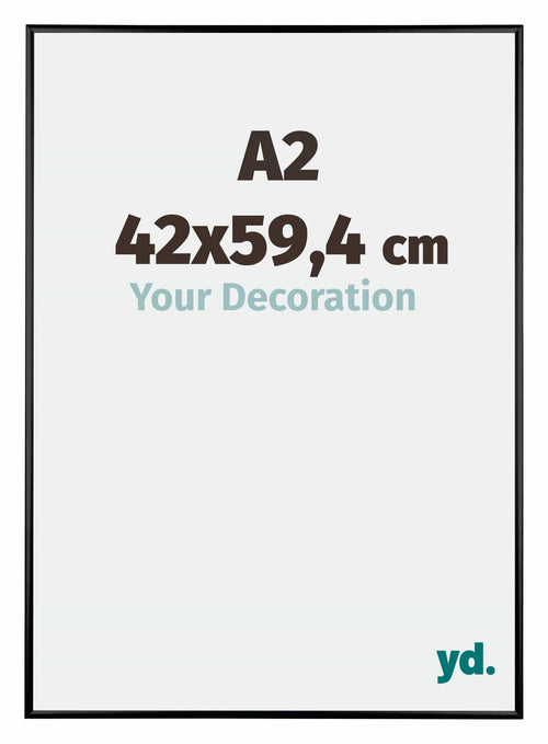 Austin Aluminium Cadre Photo 42x59 4cm A2 Noir Brillant De Face Mesure | Yourdecoration.fr