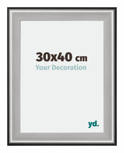 Birmingham Hout Cadre Photo 30x40cm Noir Argent Poli Mesure | Yourdecoration.fr