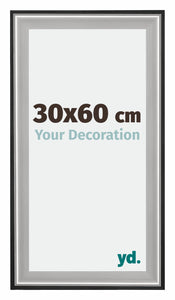 Birmingham Bois Cadre Photo 30x60cm Noir Argent Poli Mesure | Yourdecoration.fr