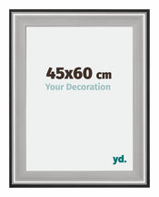 Birmingham Bois Cadre Photo 45x60cm Noir Argent Poli Mesure | Yourdecoration.fr
