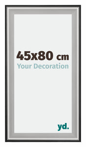 Birmingham Bois Cadre Photo 45x80cm Noir Argent Poli Mesure | Yourdecoration.fr