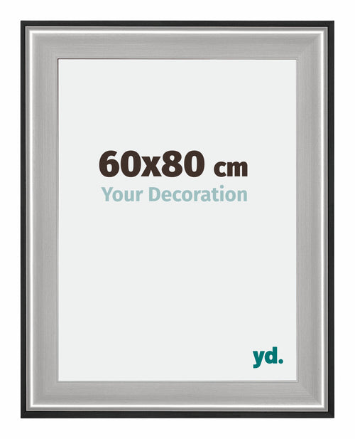Birmingham Bois Cadre Photo 60x80cm Noir Argent Poli Mesure | Yourdecoration.fr