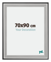 Birmingham Bois Cadre Photo 70x90cm Noir Argent Poli Mesure | Yourdecoration.fr