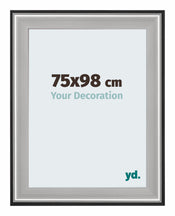 Birmingham Bois Cadre Photo 75x98cm Noir Argent Poli De Face Mesure | Yourdecoration.fr