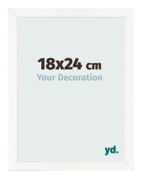 Cadre Photo 18x24 cm Blanc Brillant MDF Bologna De Face Mesure | Yourdecoration.fr